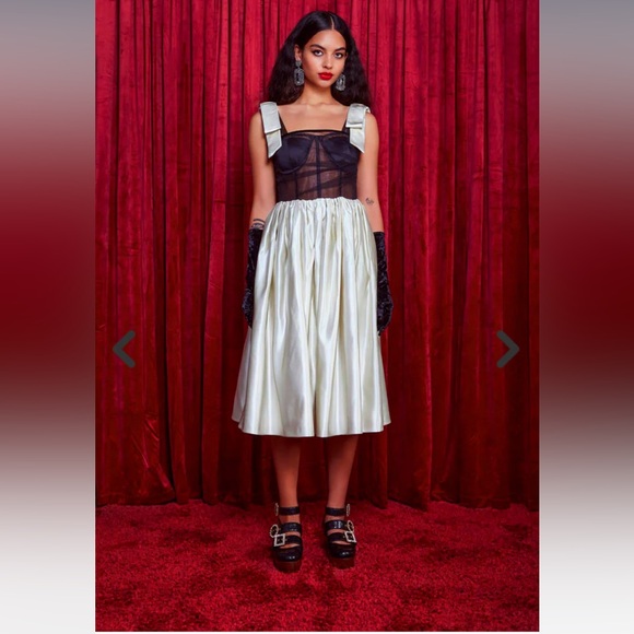 NWT - Autumn Adeigbo | Black and Cream Alicia Dress - Sz. 6 - Picture 1 of 11